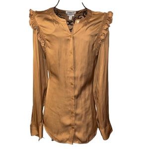 Express Portofino Slim Ruffle Shoulder Details Blouse Women  Size M Terra Cotta